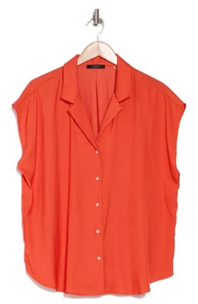 T Tahari Airflow Camp Shirt In Flame