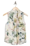 T Tahari Airflow Knotted Neck Sleeveless Top In Blooming Petals Print