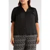 T Tahari Airflow Short Sleeve Button-up Shirt In Black