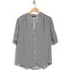 T Tahari Airflow Short Sleeve Button-up Shirt In Nightlife/white Stripe