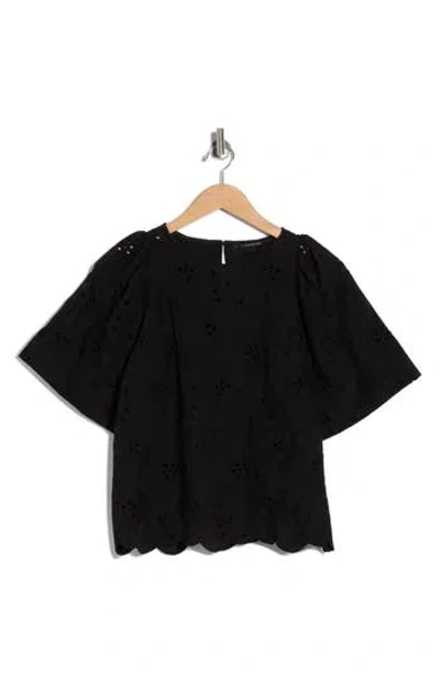 T Tahari Allover Eyelet Top In Blue