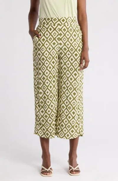 T Tahari Ankle Crop Wide Leg Palazzo Pants In Green