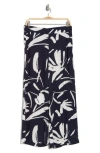 T Tahari Ankle Crop Wide Leg Palazzo Pants In Indigo Brushstroke Print