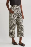 T Tahari Ankle Crop Wide Leg Palazzo Pants In Ivory/black Aztec