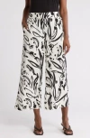 T Tahari Ankle Crop Wide Leg Palazzo Pants In Ivory/black Paint