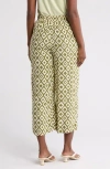 T Tahari Ankle Crop Wide Leg Palazzo Pants In Ivory/green Aztec