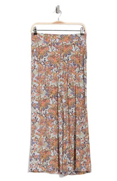 T Tahari Ankle Crop Wide Leg Palazzo Pants In Light Blue Colorful Paisley