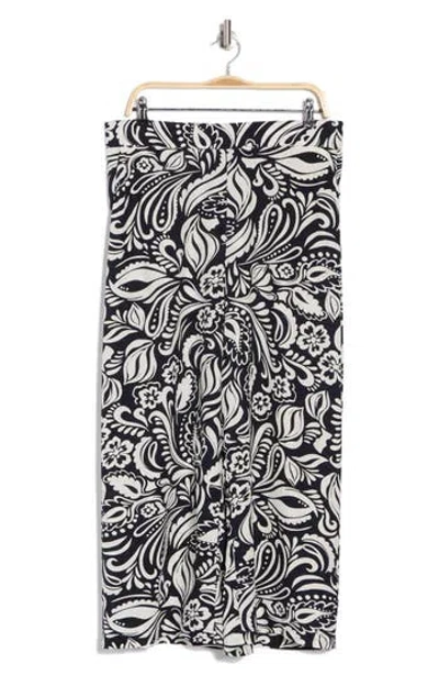 T Tahari Ankle Crop Wide Leg Palazzo Pants In Paisley Floral Print