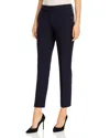 T Tahari Womens Solid Polyester Straight Leg Pants In Navy
