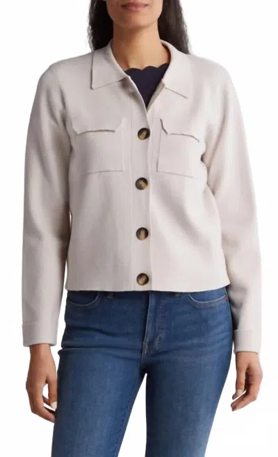 T Tahari Around The Town Classic Button Up Cardigan In Tranquil Taupe In Gray