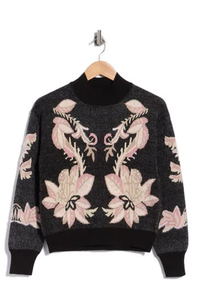 T Tahari Balloon Sleeve Mock Neck Sweater In Black