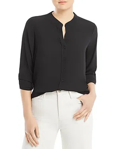T Tahari Band Collar Shirt In Black