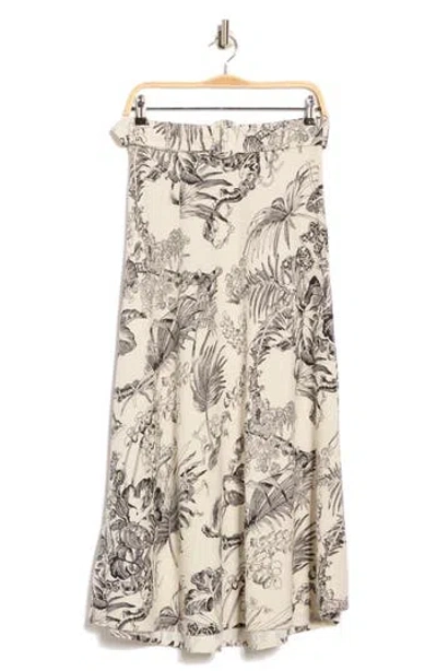T Tahari Belted Linen Blend Maxi Skirt