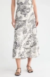 T Tahari Belted Linen Blend Maxi Skirt In Multi