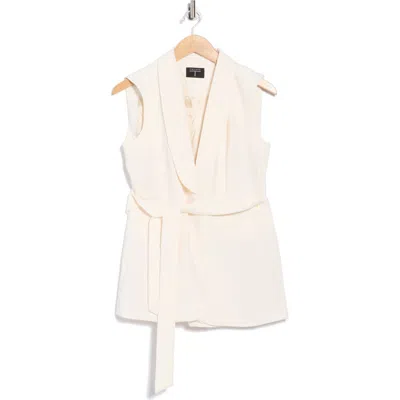 T Tahari Belted Tuxedo Vest In Brown