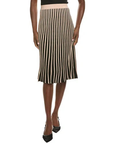 T Tahari Bicolor Flare Midi Skirt In Neutral