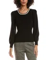 T Tahari Blouson Sleeve Pullover In Black