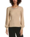 T Tahari Blouson Sleeve Pullover In Neutral
