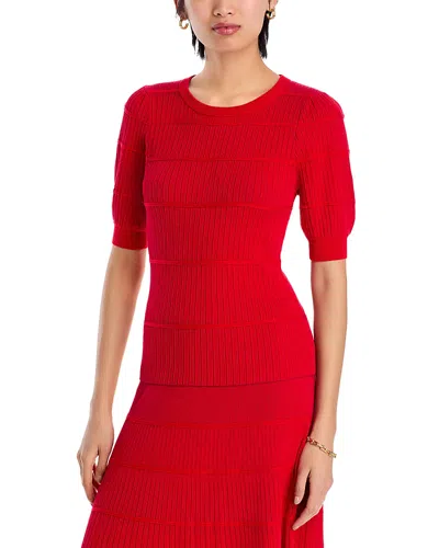 T Tahari Blouson Sleeve Textured Top In Gala Red
