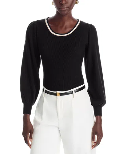 T Tahari Blouson Sleeve Tipped Sweater In Black