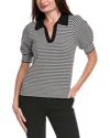 T Tahari Women's Collared Split-neck Puff-sleeve Top In Black