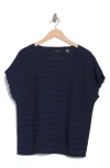 T Tahari Boat Neck Cap Sleeve Top In Blue