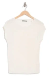 T Tahari Boat Neck Cap Sleeve Top In White