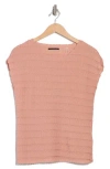 T Tahari Boat Neck Cap Sleeve Top In Brown