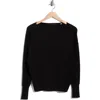 T Tahari Boat Neck Dolman Sleeve Sweater In Black