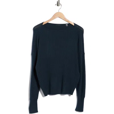 T Tahari Boat Neck Dolman Sleeve Sweater In Blue