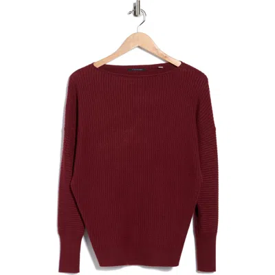 T Tahari Boat Neck Dolman Sleeve Sweater In Red