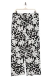 T Tahari Border Print Pants In Black
