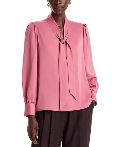 T Tahari Bow Neck Tie Blouse In Pink