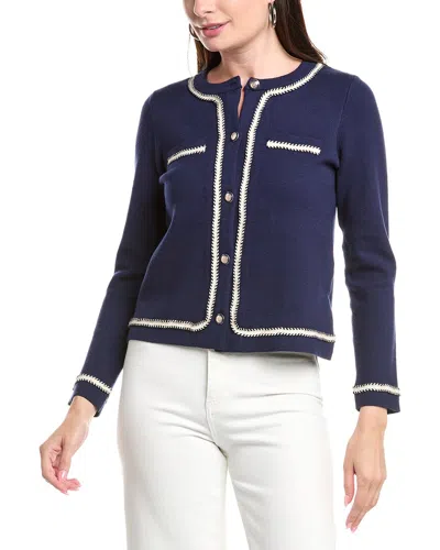 T Tahari Boxy Button-down Jacket In Blue