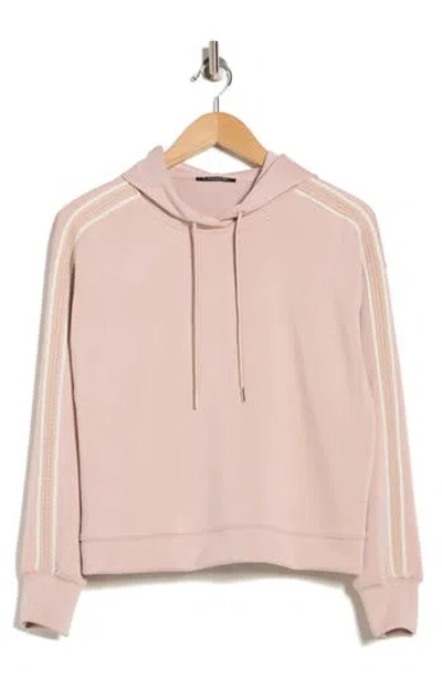 T Tahari Braid Trim Scuba Knit Hoodie In Pink