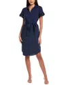 T Tahari Button A-line Dress In Blue