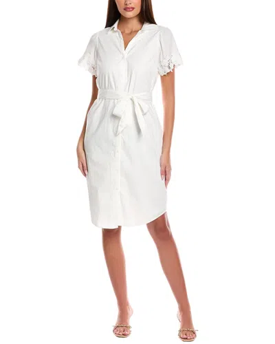 T Tahari Button A-line Dress In White