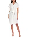 T Tahari Button A-line Dress In White