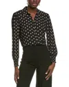 T Tahari Long Sleeve Button Down Blouse In Black