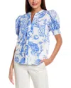 T Tahari Button Blouse In Multi