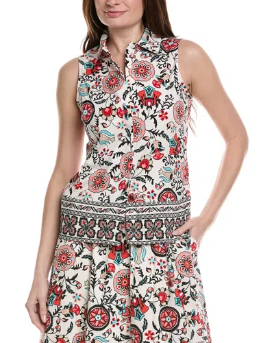 T Tahari Button Blouse In Multi