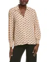 T Tahari Button Blouse In Neutral