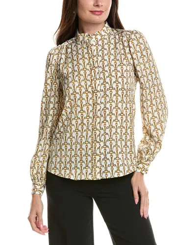 T Tahari Button-down Blouse In Multi