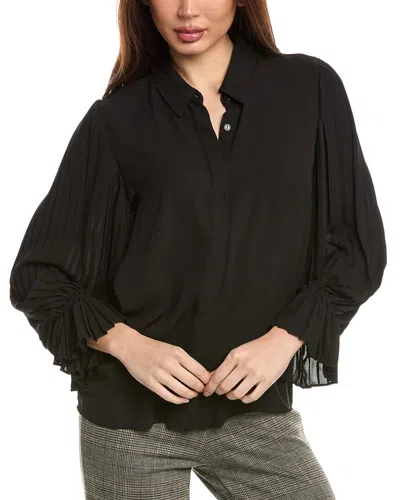 T Tahari Button Down Blouse In Black
