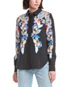 T Tahari Button Down Blouse In Black