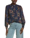 T Tahari Button Down Blouse In Blue