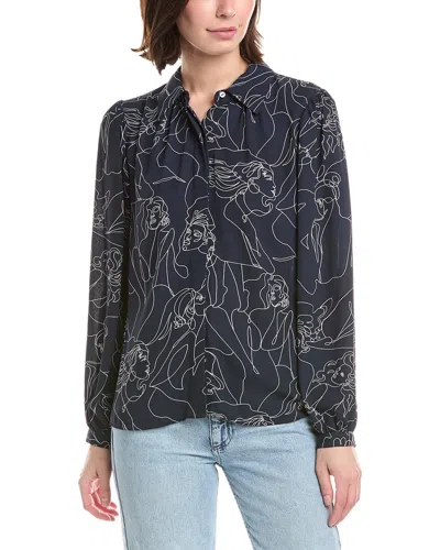 T Tahari Button Down Blouse In Green