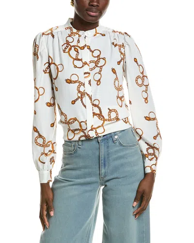 T Tahari Button Down Blouse In White