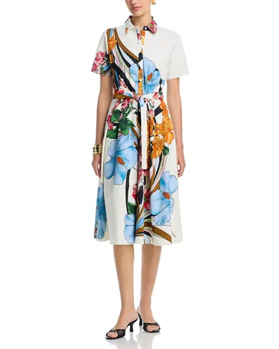 T Tahari Button Down Fit & Flare Dress In Multi