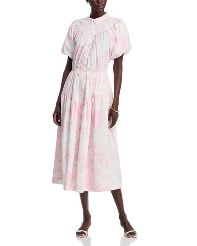 T Tahari Button Down Midi Dress In Pink